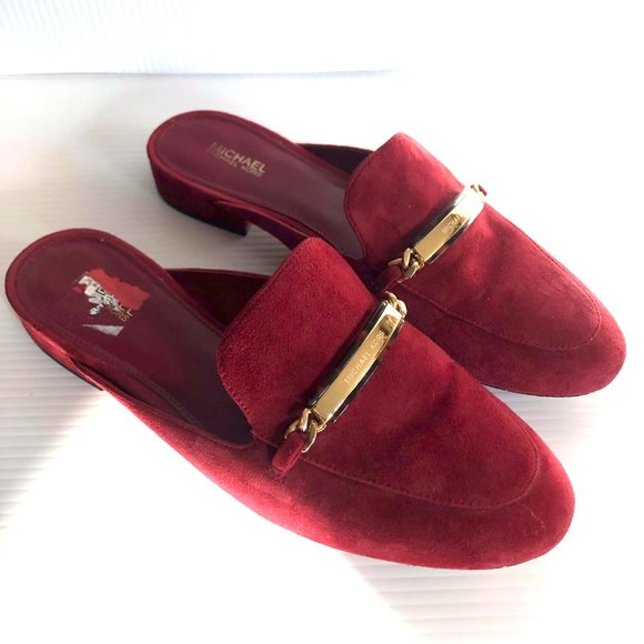 Women Michael Kors suede burgundy flat mules , sz 7,5 in a great used condition - Picture 2 of 7